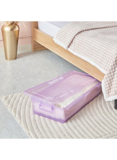 Box Rolling Underbed Storage Box with Wheel and Lid 35 L