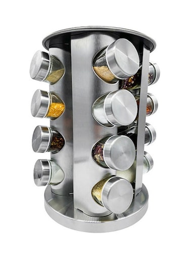 Rotating Spice Jar Set silver/Clear 9 x 27cm