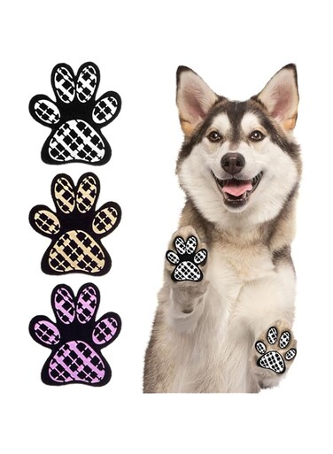 BEAUTYZOO Dog Paw Protectors Grip Pads Anti-Slip Traction for Small Medium Large Dogs on Hardwood Floors Hot Pavement, Dog Grip for Senior Dogs Injury Protection for Paws 6 Sets 24 Pads, M