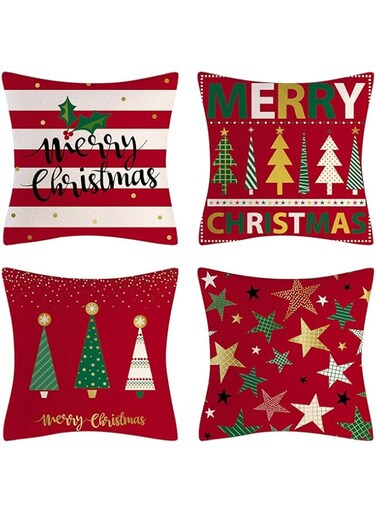 Christmas Pillowcases   Merry Christmas Decorative Pillow   Christmas Series Cushion Pillow Zippered Square Pillowcase for Christmas