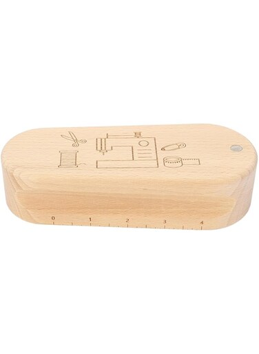 Hardwood Tailors Clapper, 6.9x1.8inch Ironing and Cutting Board for Sewing and Crafting, Handheld Ironing Blocks with Scale, Storage Space and Accessories Organizer for Manual Work