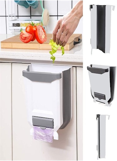 Hanging 9L Foldable Kitchen Trash Can, Suitable for Cabinets, Kitchens, Bedrooms, and Bathrooms