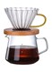 400 ML Pour Over Coffee Maker Dripper,Clear Borosilicate Glass Carafe Coffee Server, Wooden Funnel for Home Caf&Atilde;&copy; Camping Office
