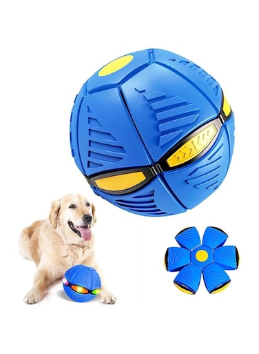 Aputue Pet Toy Flying Saucer Ball, Portable Glowing Magic Flying Saucer Ball, Changeable Shapes Flying Saucer Ball Dog Toy with Six Lights for Outdoor Sports