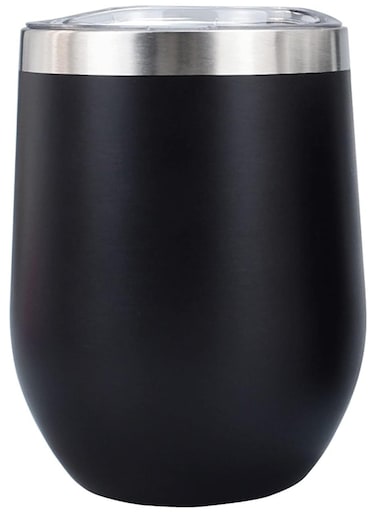 Insulated SUS304 Grade Tumblers with Lid, 250ml Travel Coffee Mug Stainless Steel Vacuum Thermos Cup, Leak Proof Reusable Double Walled Coffee Tumbler for Iced and Hot Drinks (Black)