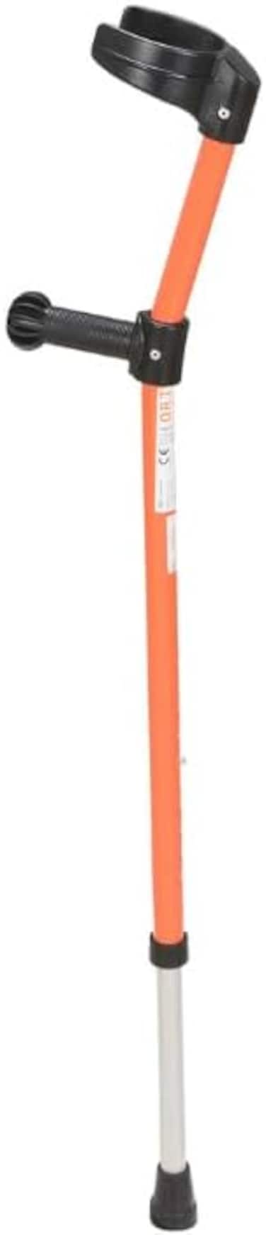 عكازات لوكا للساعد من اورثوس (برتقالي/رمادي) عكازات الومنيوم قابلة للتعديل بمقابض ناعمة واطراف مضادة للانزلاق، اساور ثابتة خفيفة الوزن تساعد على المشي للاطفال