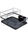 Cuisine Art Dish Drying Rack, Dish Rack for Kitchen Counter, Rust-Proof Dish Drainer with Drying Board and Utensil Holder for Kitchen Counter Cabinet 43&times;31.5&times;22cm Black