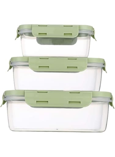 PICCASIO "Green Rectangular Food Storage Containers with Leak-Proof Lids -2 small pcs ice pack - Microwave &amp; Dishwasher Safe - Stackable and Reusable Lunch and Meal Prep Containers