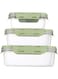 PICCASIO "Green Rectangular Food Storage Containers with Leak-Proof Lids -2 small pcs ice pack - Microwave &amp; Dishwasher Safe - Stackable and Reusable Lunch and Meal Prep Containers