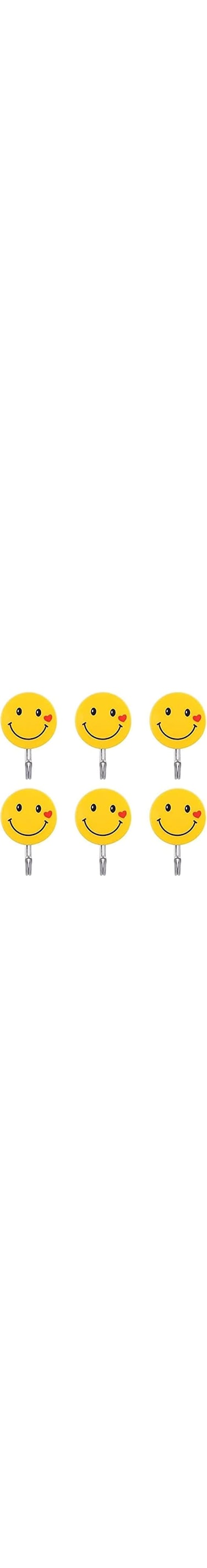 Wall Hanging Hook Smile Face Strong Sticker, 6 Pcs