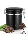 Stainless Steel Airtight Canister Coffee Bean Food Storage Container 1.8L with Vent Valve for Tea Sugar Flour, Vacuum Sealed Container, Grounds Tin