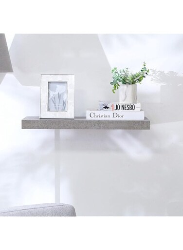 Danube Home Allano Floating Shelf   Wooden Wall Mounted Shelf Display   Invisible Metal Bracket Shelves For Decorations In Living Room, Laundry Room, Bed RoomL 60 x W 23.5 x H 4.3 cm - Cement Marble