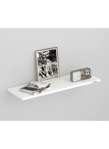 HOME 2-Piece White Floating Wall Shelves 40&Atilde;&mdash;23cm &acirc;&euro;&ldquo; Modern Wall-Mounted Storage for Books &amp; Decor