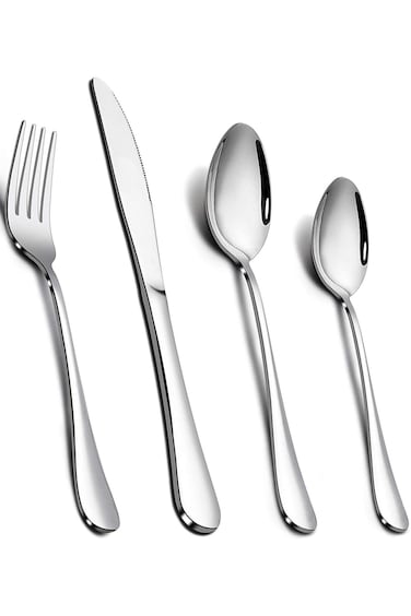 TABLEWARE Cutlery Set, Stainless Steel 24 Piece Cutlery Set for 6 People, Flatware Silverware Set with Knife Fork Spoon, Elegant Tableware for Daily Use, Mirror Finished, Dishwasher Safe