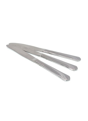 3-Piece Table Knife Set &ndash; Silver Finish, Stainless Steel, 28x6x3 cm, Elegant Dining Cutlery