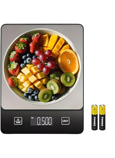 Digital Kitchen Scale &ndash; Ultra-Precision Food Scale for Cooking &amp; Baking, Measures in Grams &amp; Ounces, Waterproof Stainless Steel, Easy-to-Read Display, Tare Functions &ndash; Black &amp; Silver