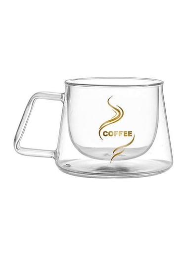 Layer Coffee Mug With Heat Handle Insulation Drinking Cup Transparent 9.4x7.2x7cm