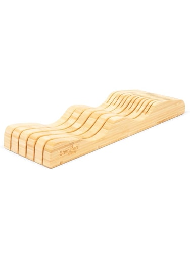Shenzhen Knives In-Drawer Bamboo Knife Block without Knives. Knife Storage and Organizer holds 10-15