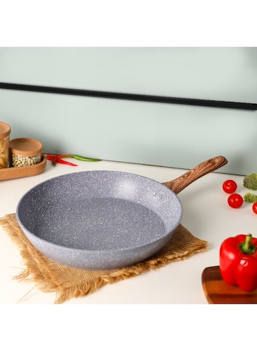 28cm Essential Frypan Strong Forged Aluminum Body with Granite Coating and Heat Resistant Wooden Finish Bakelite Handle