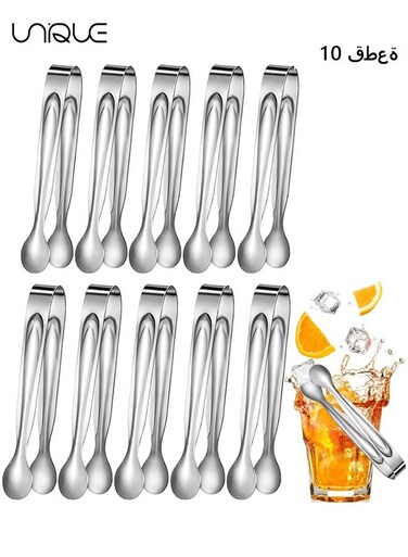 10 Pack Stainless Steel Food Tongs&iuml;&frac14;&OElig;Small Ice Tongs Sugar Tongs, Stainless Steel Mini Serving Appetizers Tongs for Party Coffee Tea Kitchen