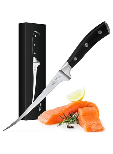 Joeji's Fish Filleting Chef Knife 32cm Stainless Steel - Boning Knife with Ergonomic Handle &amp; Protective Sheath - Flexible &amp; Small Kitchen Knife for Fish or Meat Skinning Trimming Deboning &amp; More