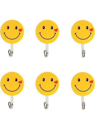 SELECTO HIWARE wall hanging Hook Smile Face Strong sticker 6 pcs