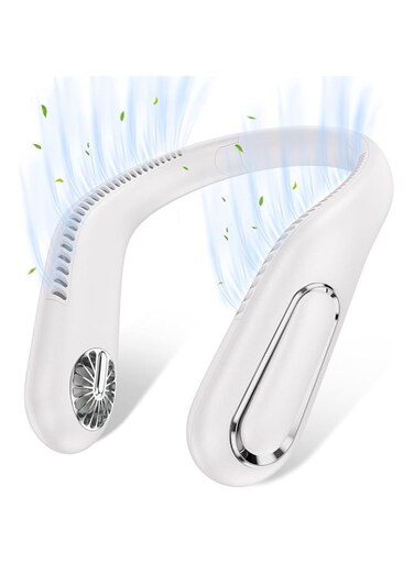 MILPROX F5 Portable Neck Fan, Updated 4000mAh Rechargeable Hands Free Bladeless Personal Mini Fans,3 Speeds, Adjustment Wearable Personal Cooling Fan for Traveling, Sports, Office - White