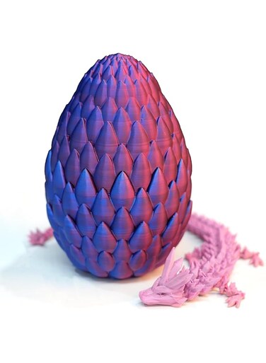 Flavery Dragon Egg - 3D Printed Egg with Flexible Pearly Sheen Dragon, 3D Printed Gift, Articulated Crystal Dragon Figurine Decor, Home Decor(12" Dragon)