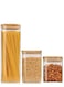 Borosilicate Square Glass Food Storage Jar With Air Tight Bamboo Lid 1800ML 1100ML 900ML