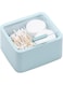 Oasisgalore Large Qtips Holder, 2 Grids Cotton Swabs Dispenser, Bathroom Organizer for Cotton Balls, Cotton Pads Storage Canisters with Hinged Lids (Blue)