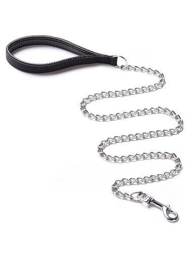 CtopoGo Heavy Duty Dog Leash,Metal Dog Leash Dog Chain with Padded Handle for Large &amp; Medium Size Dogs 180 cm (Black)