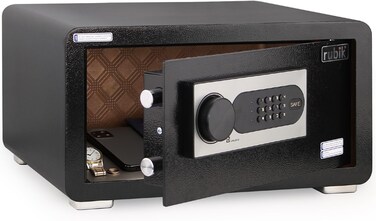 Rubik Wide Digital Safe Box, Hotel Size Locker with Digital and Key Lock, for A4 Documents Laptop Macbook Home Office (22x42x37cm, RB22C8) Black
