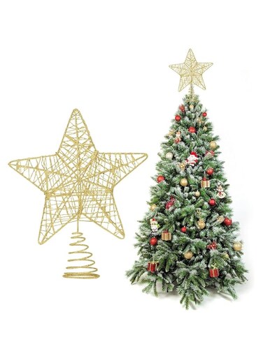 Generic Gold Christmas Tree Topper Decoration - Star Design 29cm - XMAS TREE TOP DECOR 28.5 * 29