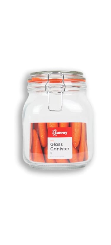 SUNRAY GLASS CLIP JAR 1000ML