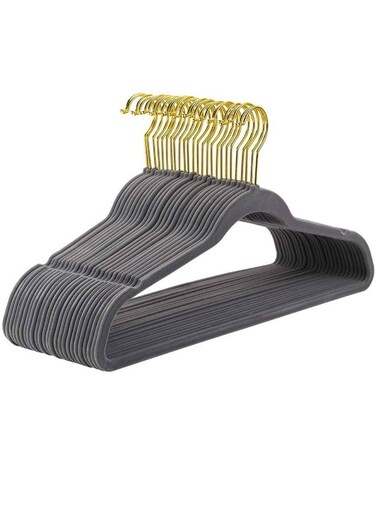 Slim Velvet Non-Slip Suit Hangers, Grey &acirc;&euro;&ldquo; 20-Pack, Space-Saving Closet Hangers for Suits, Jackets, Shirts &amp; Dresses