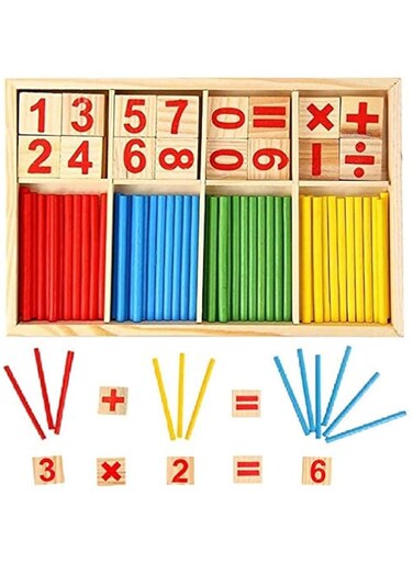 Counting Number Blocks and Sticks   Montessori Preschool Learning Educational Counting Toys for Kids  Homeschool Supplies for Math manipulatives   Toddlers Educational Wooden rods with Storage Tray