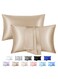 2-Piece Simple Solid Colour Silk Satin Pillow Case with Envelope Closure for Hair and Skin Light Beige 51x76/51x102cm