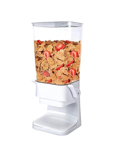 Conworld Cereal Dispenser, Cereal Containers Storage, Big Cereal Dispenser Countertop - Not Easy to Crush Food, Cereal Container For Pantry Organization And Storage (White, 5.5 Qt)