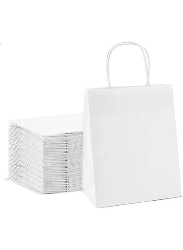 Packing PBAG(W)-10 Kraft Paper Party Bag with Twisted Handle 10-Pieces, 24 cm x 28 cm x 12 cm Size, White