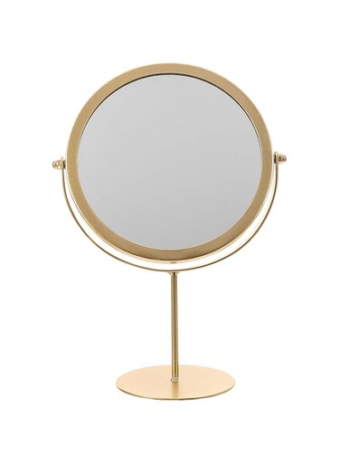 Lurrose Collapsible Table Portable Desk Makeup Mirror Glass Vanity Mirror 360 Degree Mirror Cosmetic Mirror Makeup Tools for Table Dresser Bathroom (Golden) LED Travel Makeup Mirror