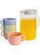 4Pcs 420ML Reusable Unbreakable Water Cups with 1.8L Cold Kettle, Lightweight Multi-Color Tea Coffee Mug with Pitcher Set for Fridge/Cold Bucket/Lemonade/Fruit Tea/Cold Bubble Kettle