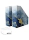 ANSSDO Cardboard Magazine Holder Premium Magazine File Holder Organizer, Magazine File Organizer, Large Volume Magazine Storage Box as Book Bins or Folder Holder for Desk -Blue Gold 6 Pack