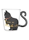 Printed Tail Handled Mug Black/White/Clear 8x5.3x9cm