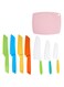 JZS Kids Plastic Knife Set 8 Pieces Kids with Cutting Board,Kids Cooking Tool BPA-Free for Fruit, Bread, Cake, Salad, Lettuce Knife