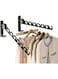 FOINN 2Pack Wall Mount Coat Hanger Holder White Clothes Drying Organizer Rack Garment Hooks Aluminium Retractable Folding Indoor Wall Mounted Hanger for Laundry Room Bedroom with 80cm Rod (Black)