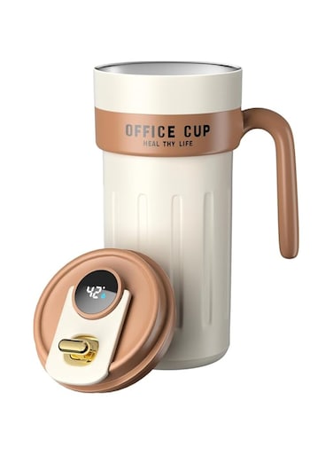 Azonee Smart Coffee Travel Mug, Stainless Steel Vacuum Insulated Mug, Reusable Stainless Steel Thermos Bottle with Leak-Proof Lid, Led Touch Screen Thermometer Display, Suitable for Drinks