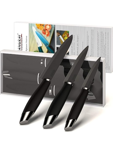 SAMURAI CUTTING EDGE TECHNOLOGY 3-pcs Ceramic knife set, black blade