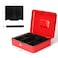 Rubik Large Cash Box Steel Register with Tray and Lock Durable Portable Money Box Safe for Bills Jewelry Receipts Coins (25x20x9cm)Red