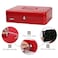 Rubik Large Cash Box Steel Register with Tray and Lock Durable Portable Money Box Safe for Bills Jewelry Receipts Coins (25x20x9cm)Red