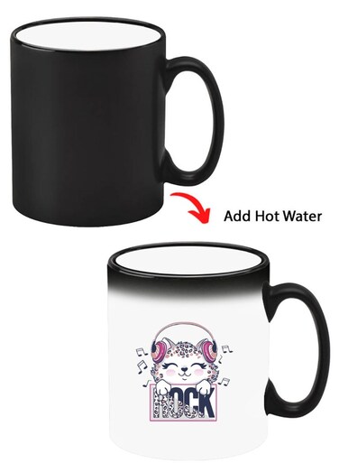 Color Changing Heat Sensitive Ceramic Mug, Image Revealed When HOT Liquid is Added! Rock